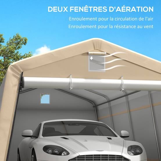 Carport tente garage acier pour voitures protection anti-UV imperméable 6,2x3,3m - ComfortXL Outdoor Living - Image 9