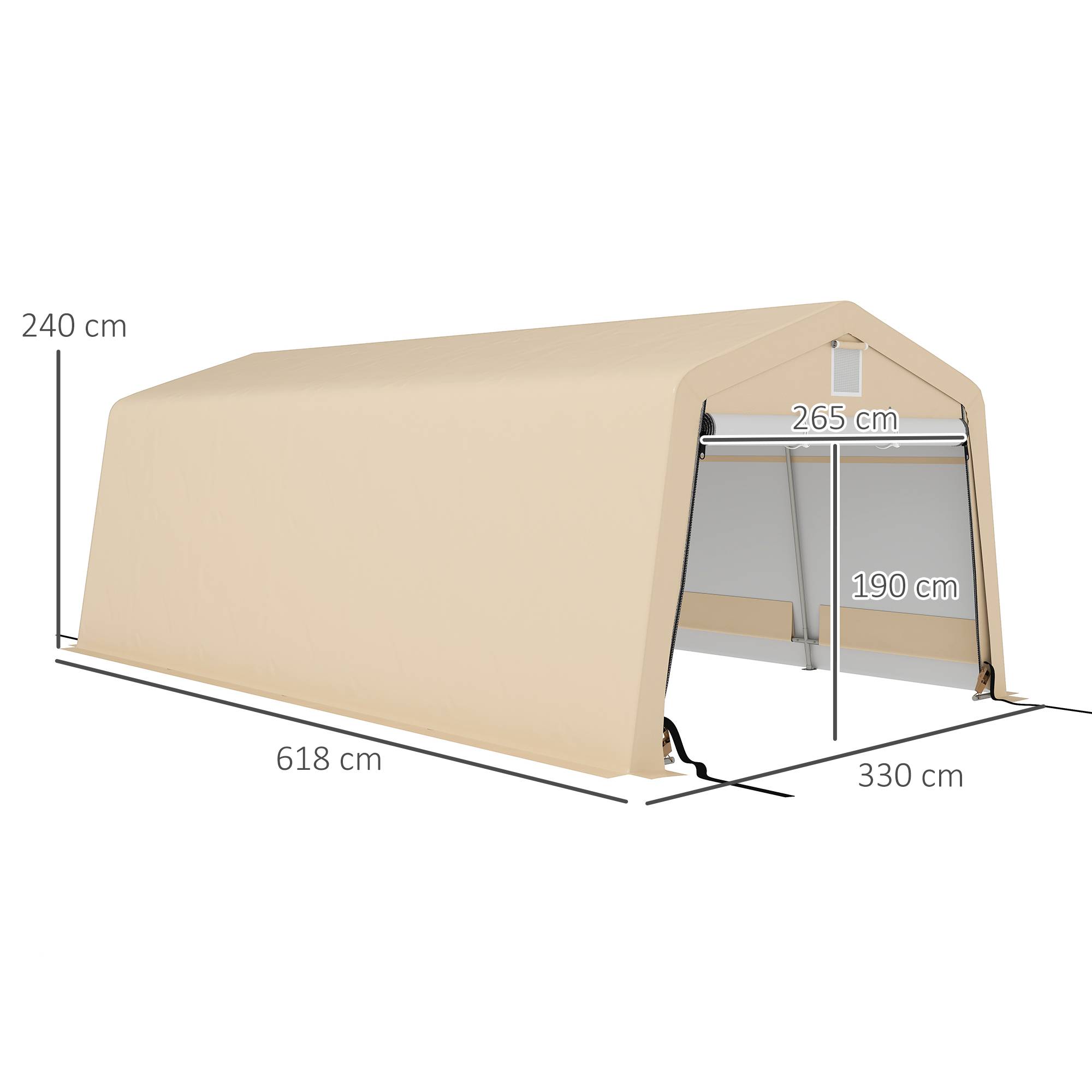 Carport tente garage acier pour voitures protection anti-UV imperméable 6,2x3,3m - ComfortXL Outdoor Living - Image 5
