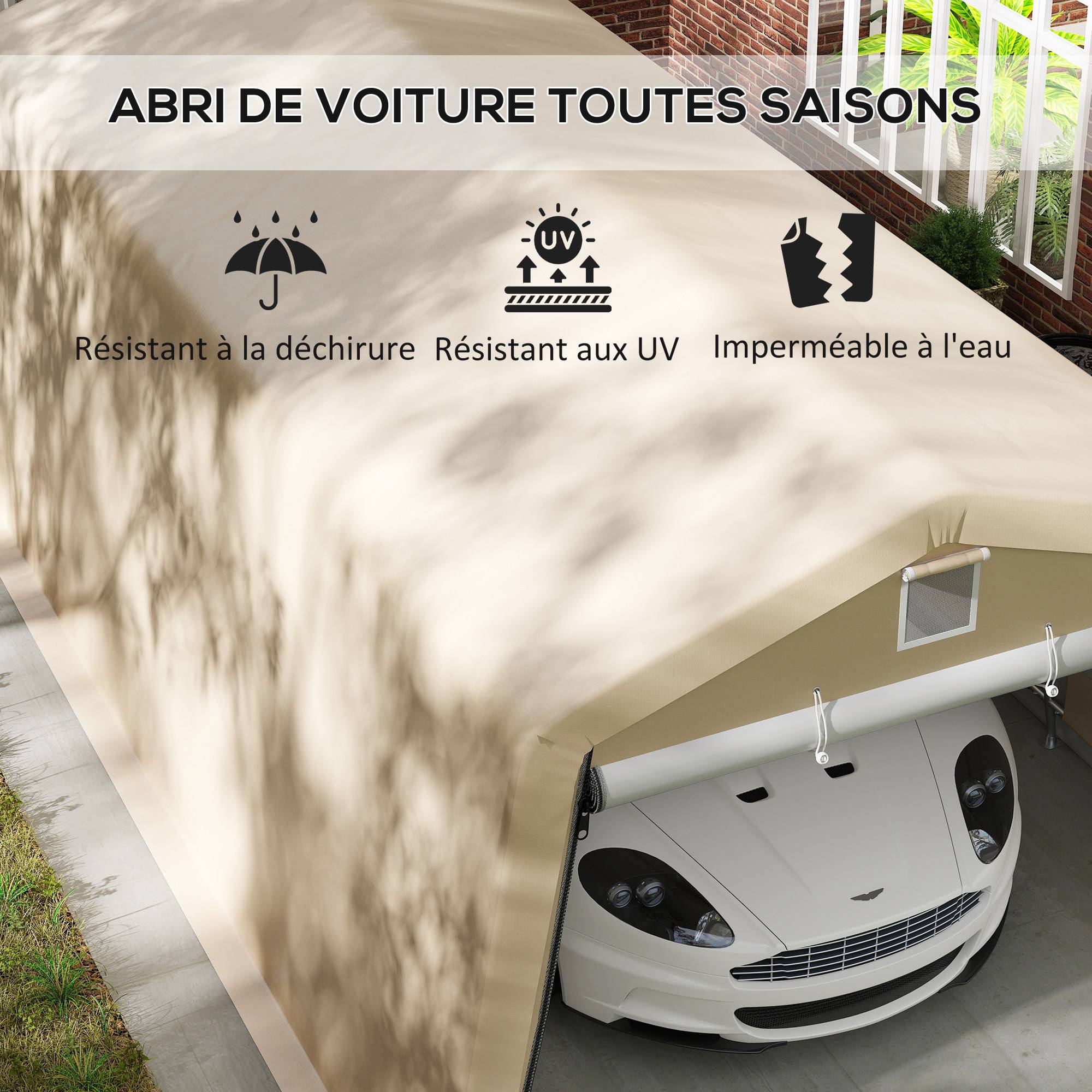 Carport tente garage acier pour voitures protection anti-UV imperméable 6,2x3,3m - ComfortXL Outdoor Living - Image 6