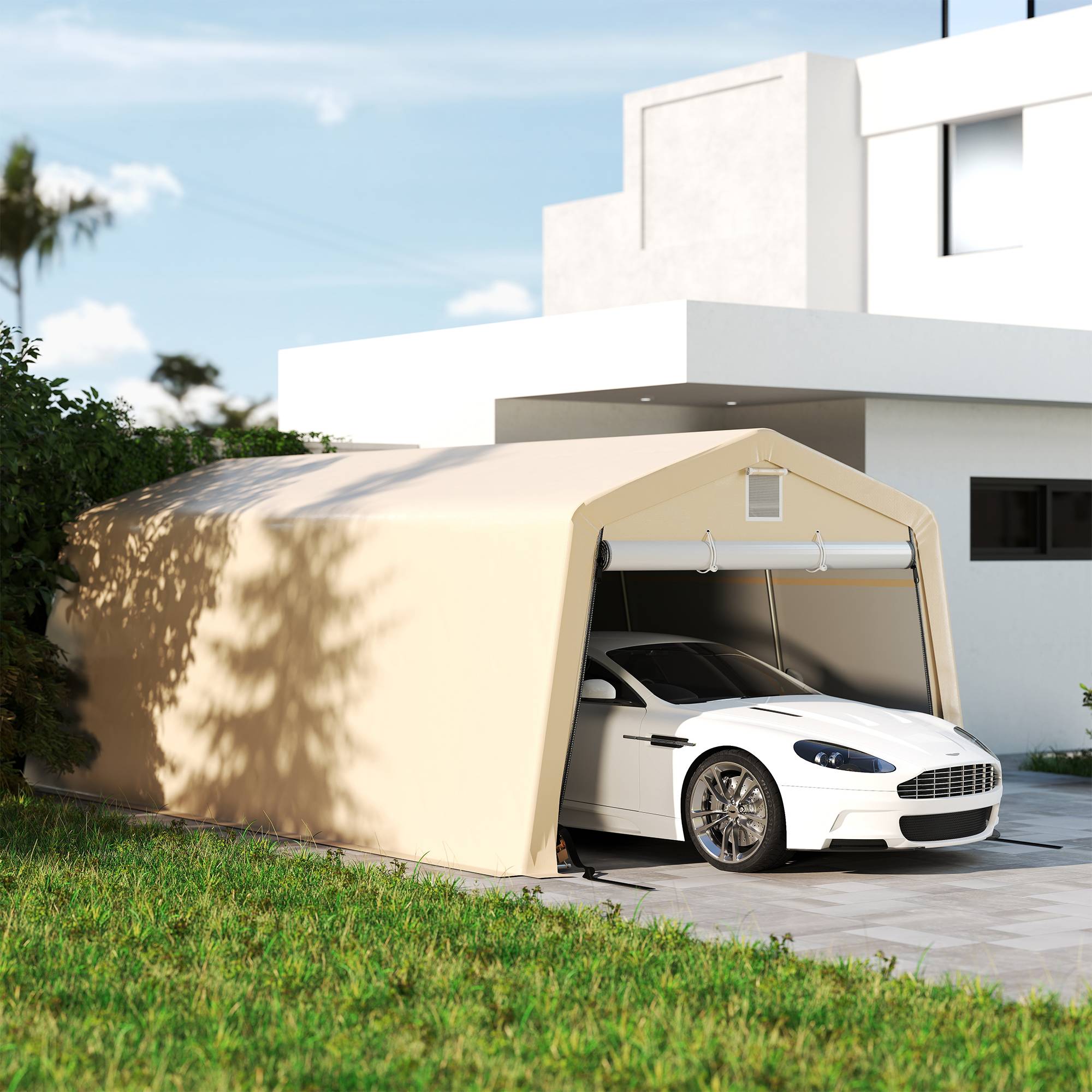 Carport tente garage acier pour voitures protection anti-UV imperméable 6,2x3,3m - ComfortXL Outdoor Living - Image 3