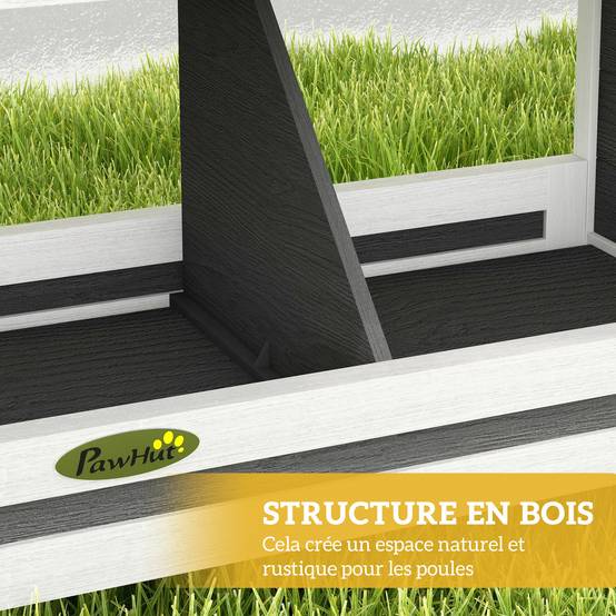 Pondoir nichoir pour poules 3 emplacements avec toit asphalte structure en bois 66 x 37 x 34 cm gris noir - Image 7