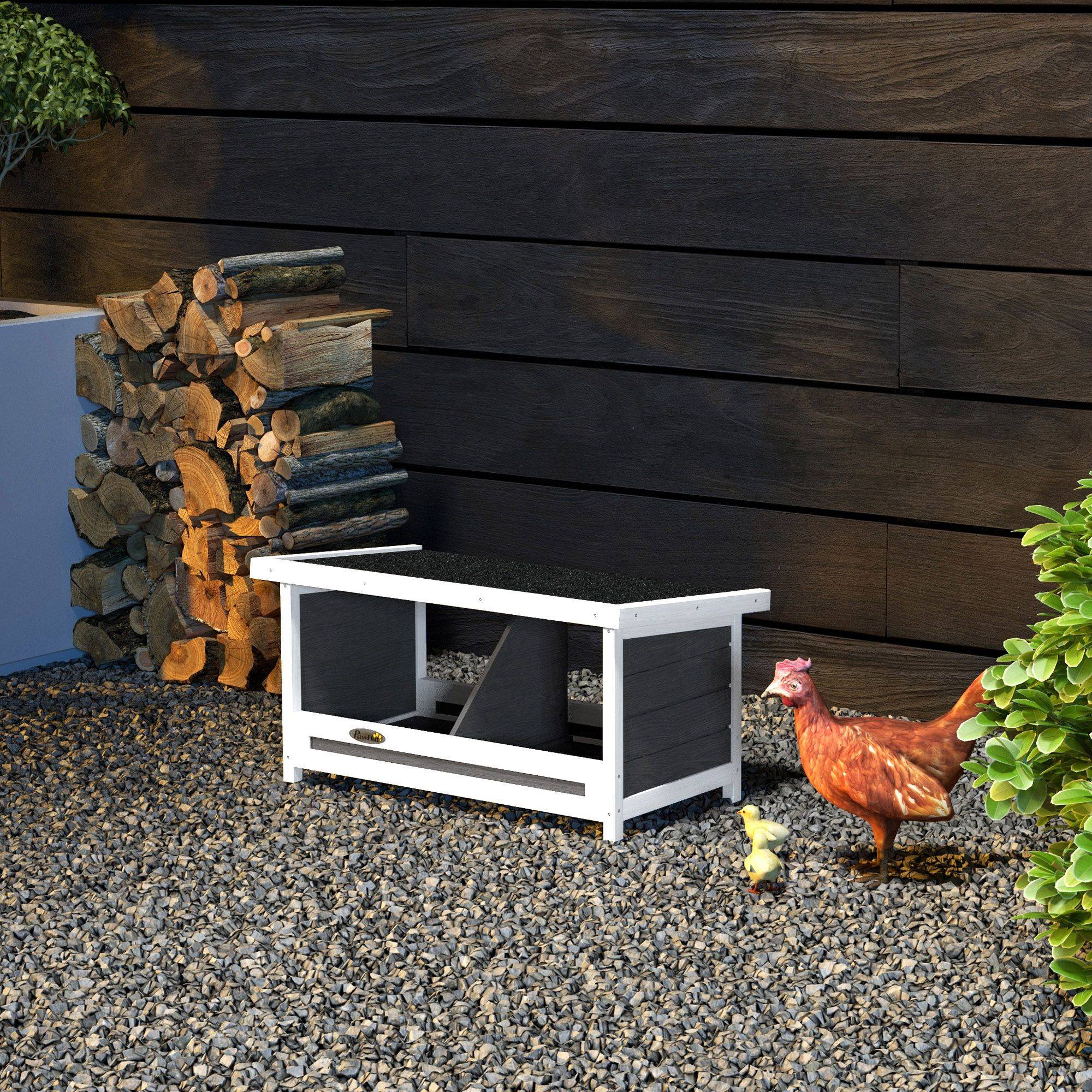Pondoir nichoir pour poules 3 emplacements avec toit asphalte structure en bois 66 x 37 x 34 cm gris noir - Image 4