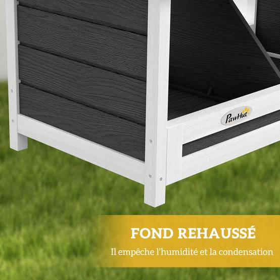 Pondoir nichoir pour poules 3 emplacements avec toit asphalte structure en bois 66 x 37 x 34 cm gris noir - Image 9