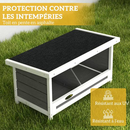 Pondoir nichoir pour poules 3 emplacements avec toit asphalte structure en bois 66 x 37 x 34 cm gris noir - Image 8