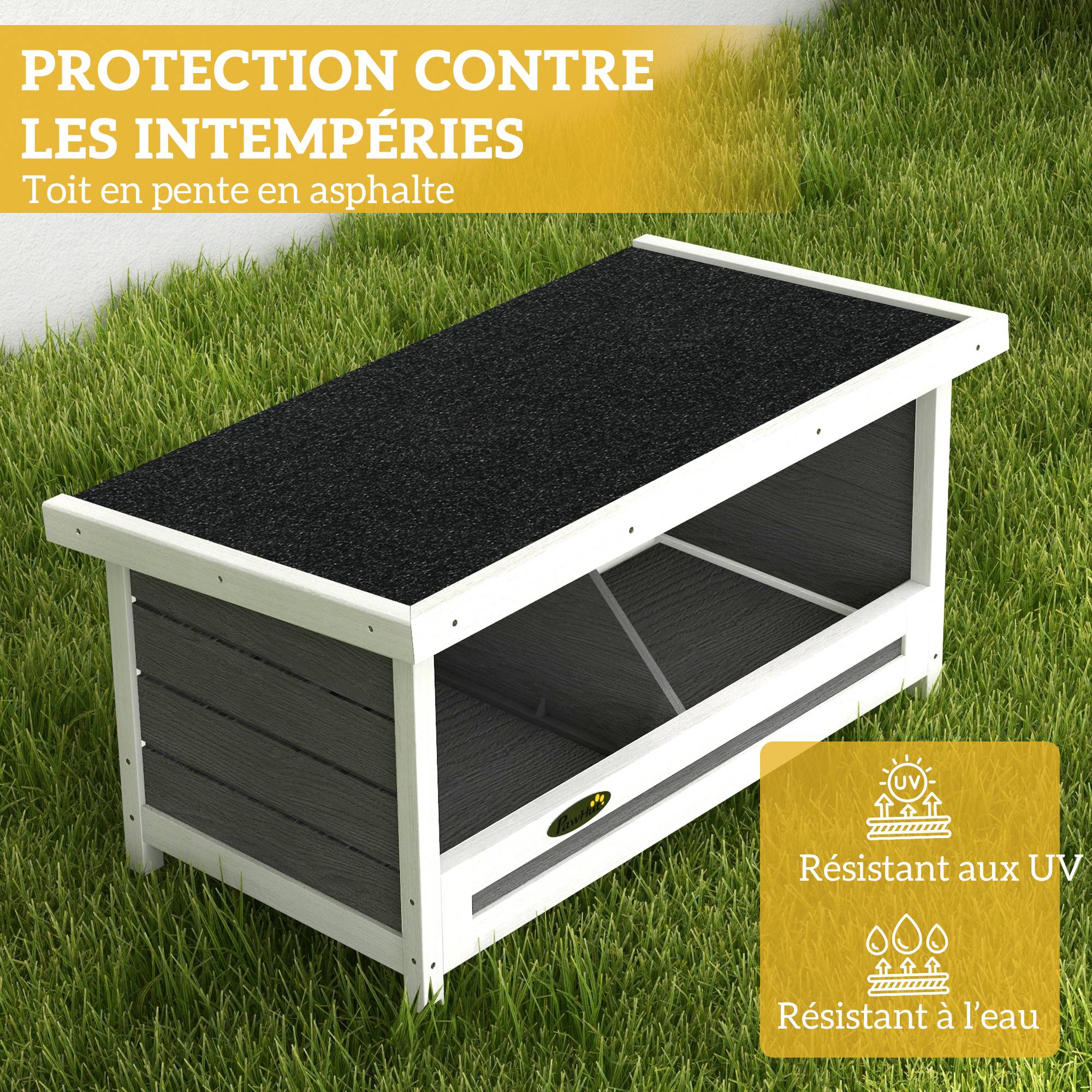 Pondoir nichoir pour poules 3 emplacements avec toit asphalte structure en bois 66 x 37 x 34 cm gris noir - Image 8