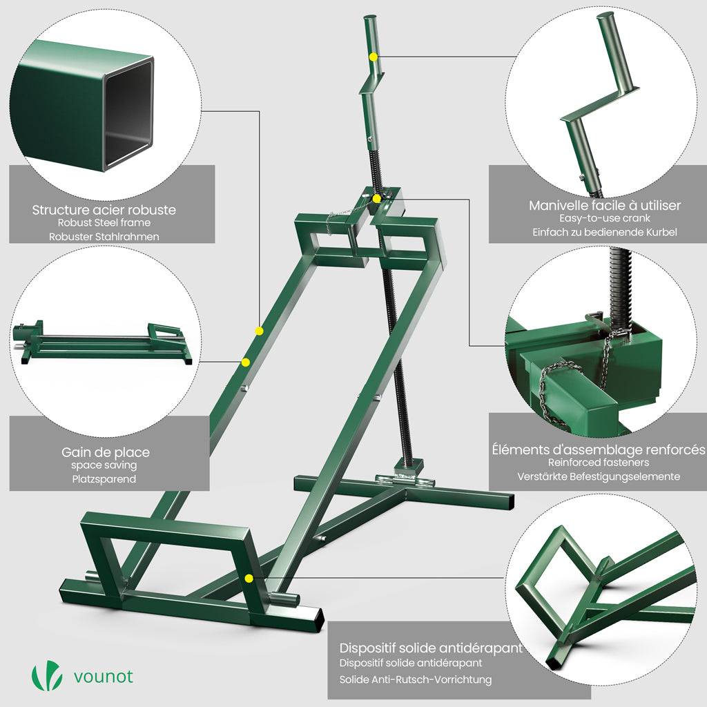 Vounot - Cric Lève Tracteur Tondeuse 400 kg max - télescopique 78 à 98 cm de long - angle d'inclinaison 45° - vert - VOUNOT® - Image 5