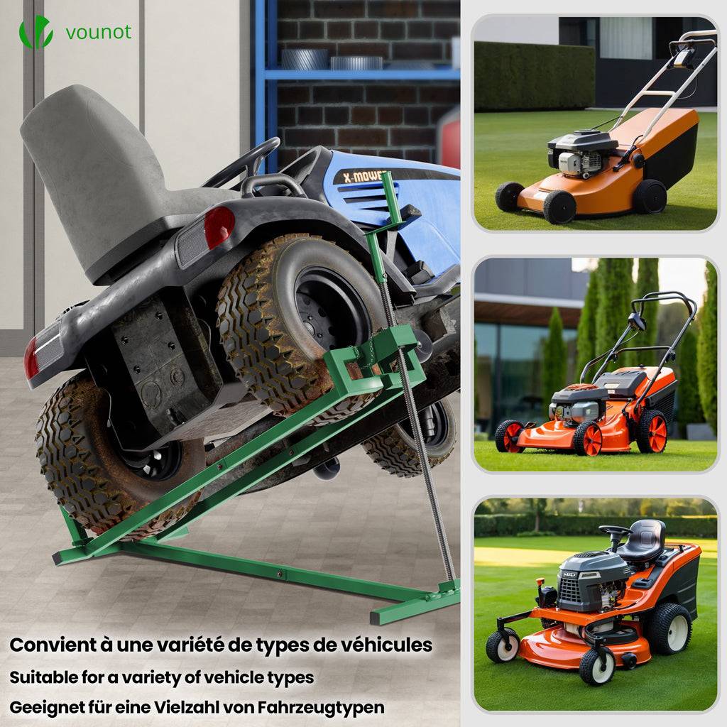 Vounot - Cric Lève Tracteur Tondeuse 400 kg max - télescopique 78 à 98 cm de long - angle d'inclinaison 45° - vert - VOUNOT® - Image 6