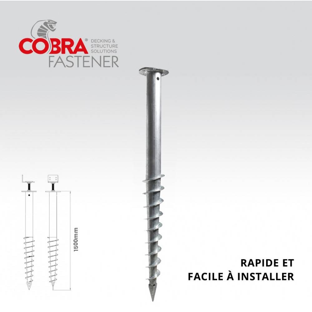 Decklinea - Vis de Fondation SPIRAL - Pour Terrasse Bois - Hauteur : 150 cm - Fixation Sans Beton - Facile & Rapide à Monter - Imagen 2