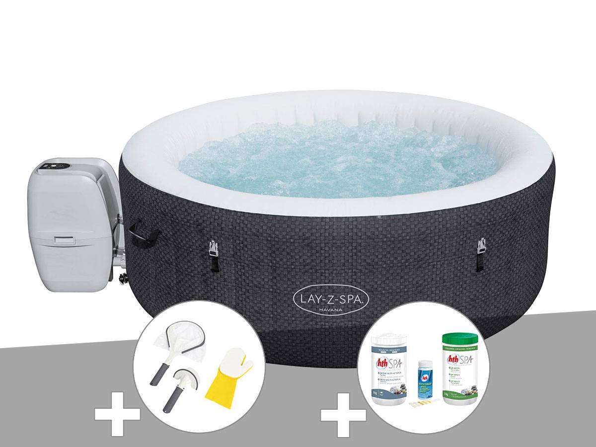 Bestway - Kit spa gonflable Bestway Lay-Z-Spa Havana rond Airjet 2/4 places + Kit traitement brome + Kit de nettoyage