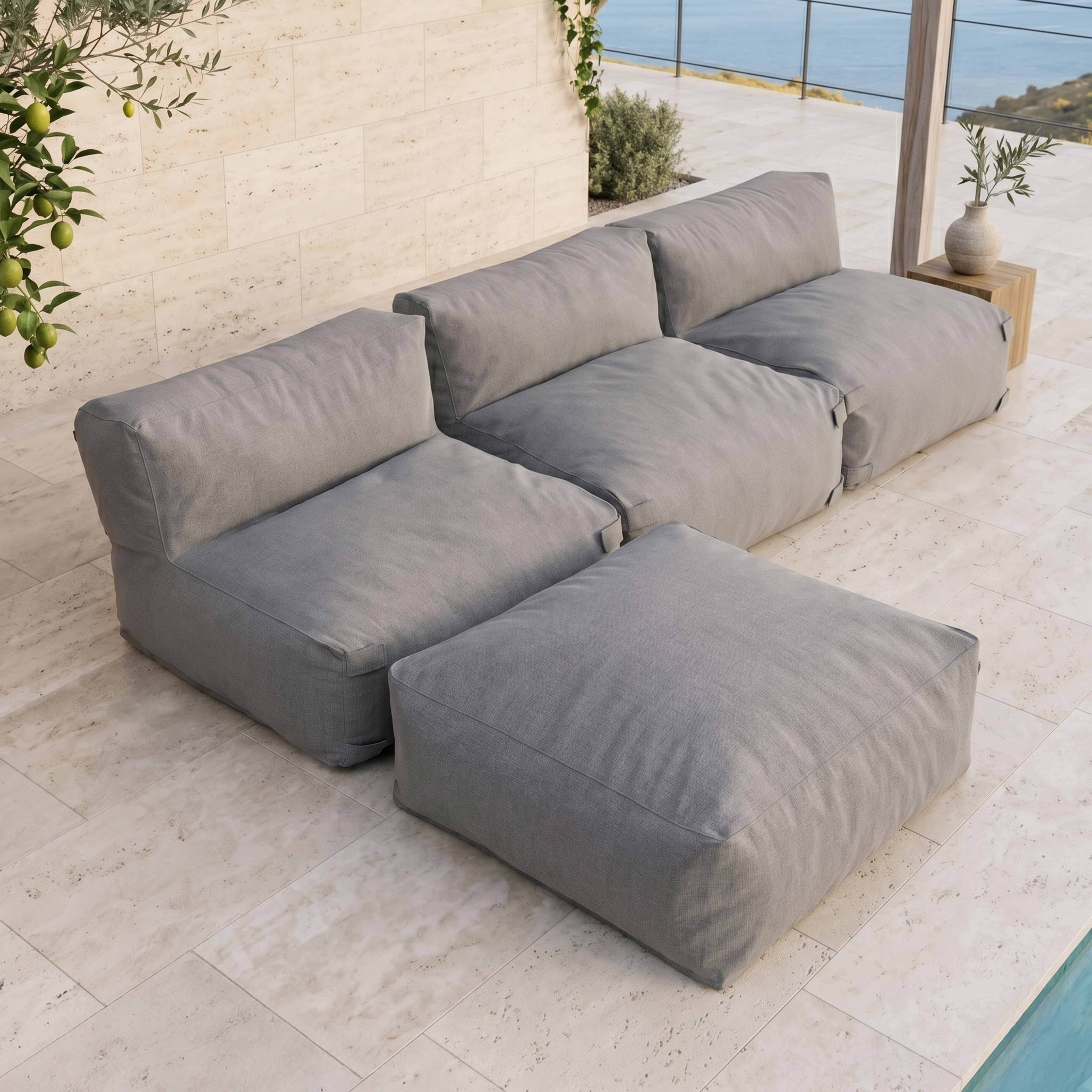 Oviala - Canapé de jardin modulable 4 places gris Mixi - Oviala - Imagen 3