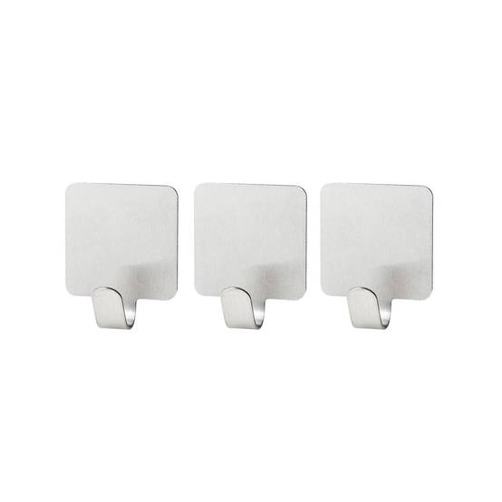 Lot de 3 crochets adhésifs carrés en acier inoxydable Fackelmann Tecno - Image 1