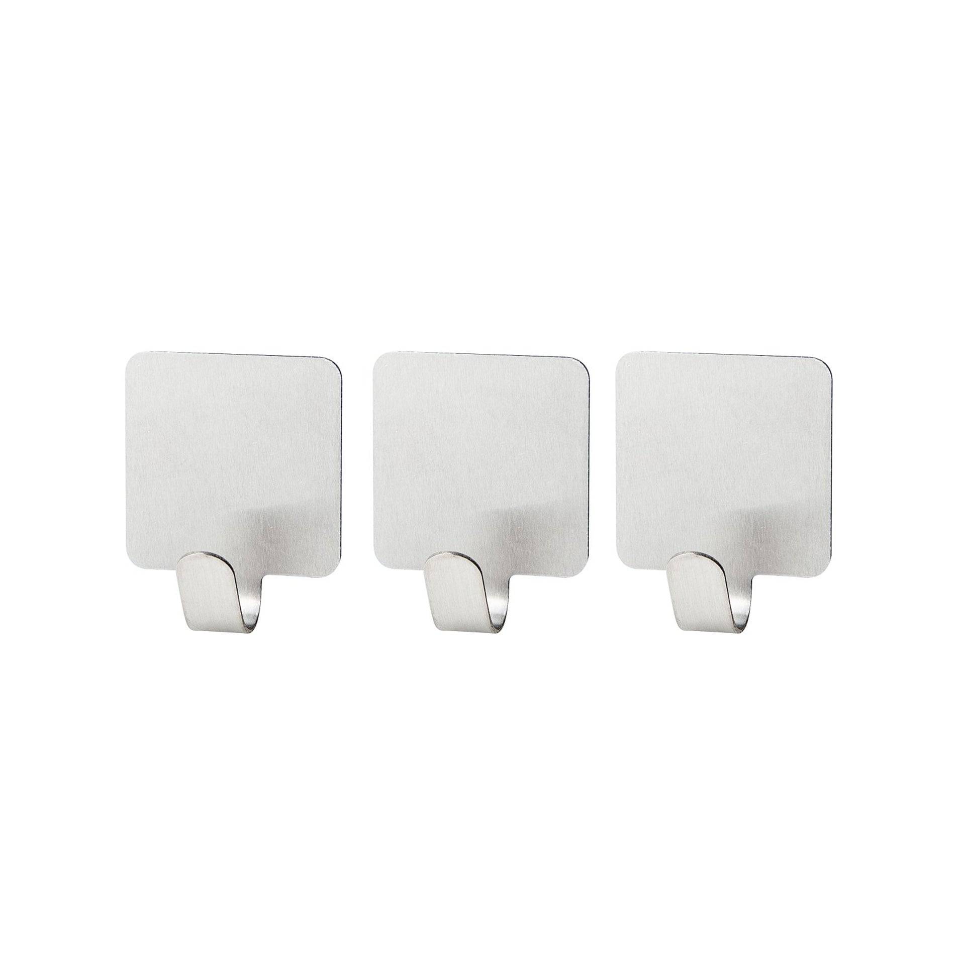Lot de 3 crochets adhésifs carrés en acier inoxydable Fackelmann Tecno - Image 1