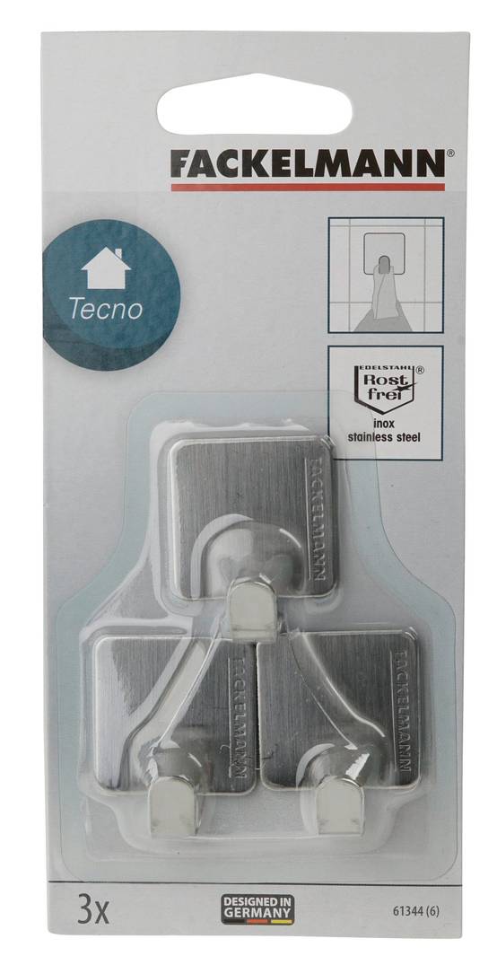 Lot de 3 crochets adhésifs carrés en acier inoxydable Fackelmann Tecno - Image 5
