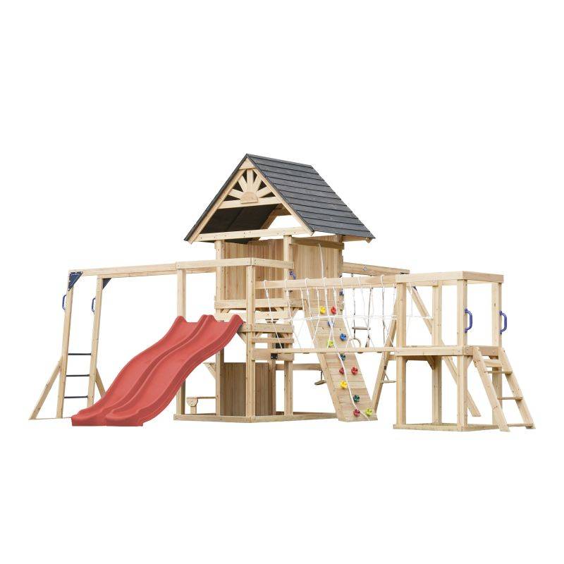 Portique Axi House Aire de jeux - Double toboggan rouge - Hunter