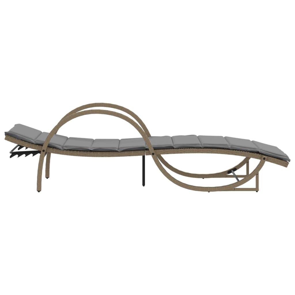 2 pcs Chaises longue | Transat | Bain de soleils avec coussins beige résine tressée - Image 5