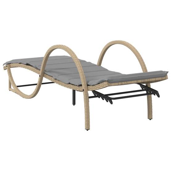 2 pcs Chaises longue | Transat | Bain de soleils avec coussins beige résine tressée - Image 6