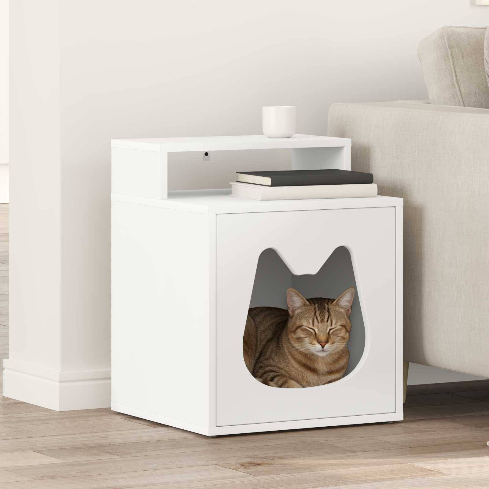 Vidaxl - Maison pour chat Blanc 42,5 x 40 x 53,5 cm Bois d'ingénierie vidaXL 8000689 - Image 1