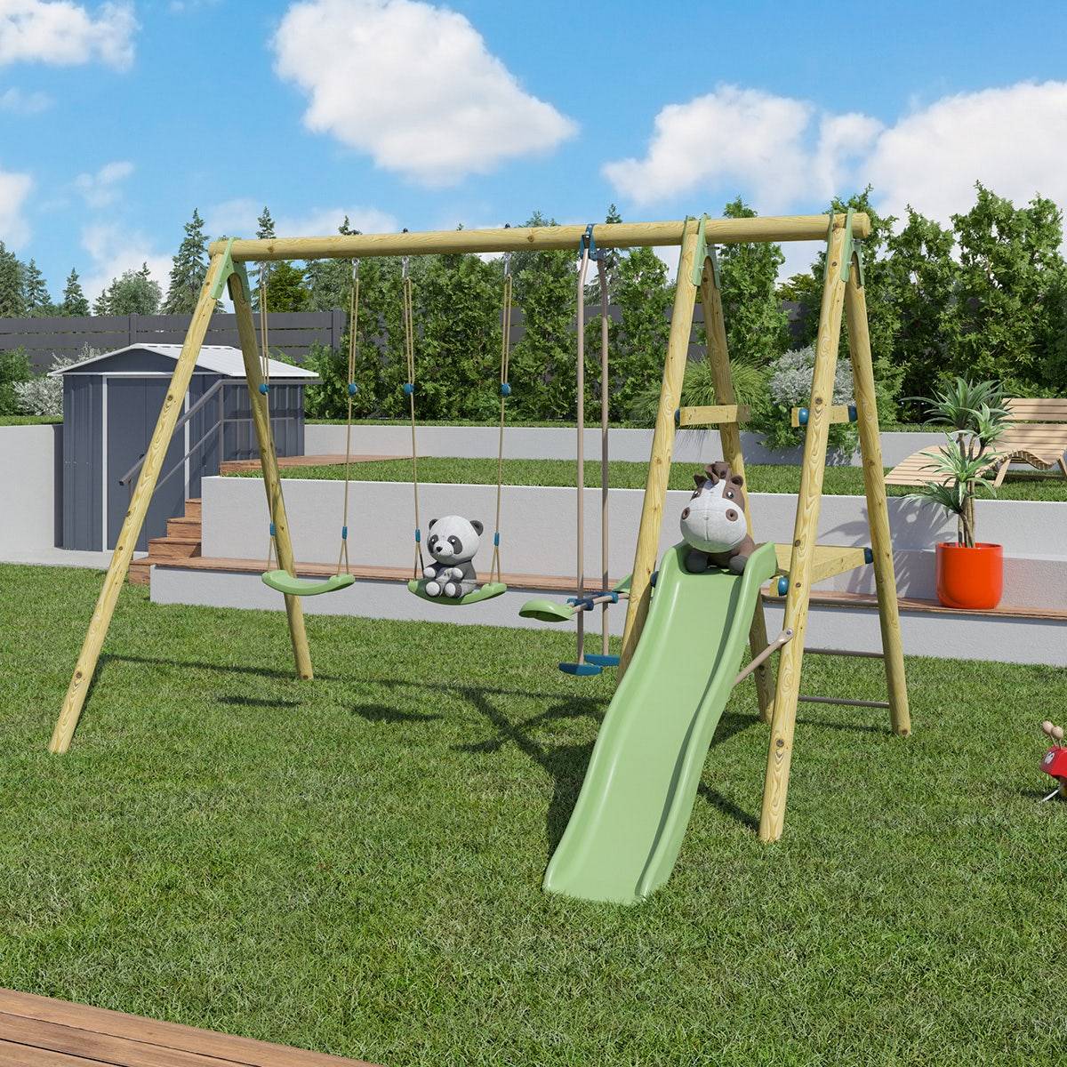 Trigano Jardin - Station de jeux bois 2,30 m Topwood TUTTI 2 - 6 enfants - Image 7