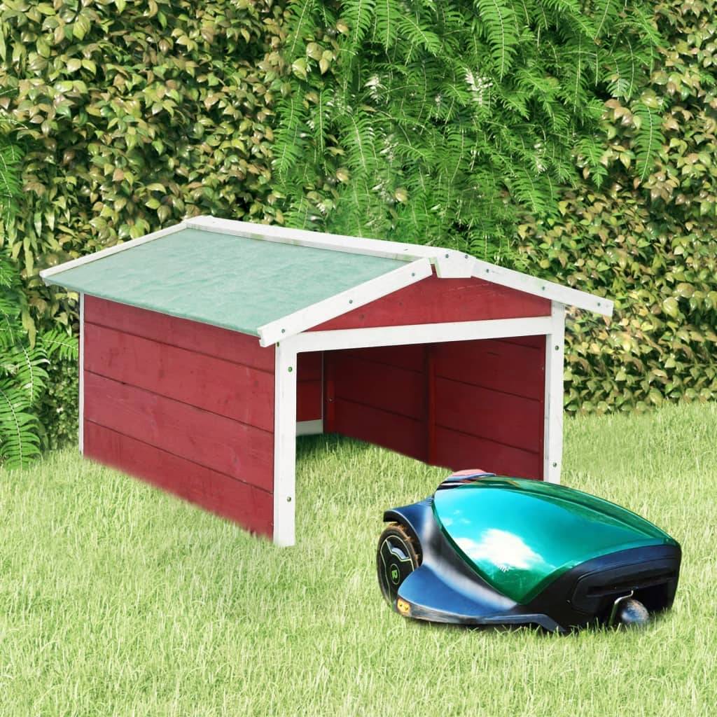 PANGIVO - Garage de tondeuse à gazon bois de sapin rouge et blanc 87 x 72 x 50 cm - PANGIVO - Image 1