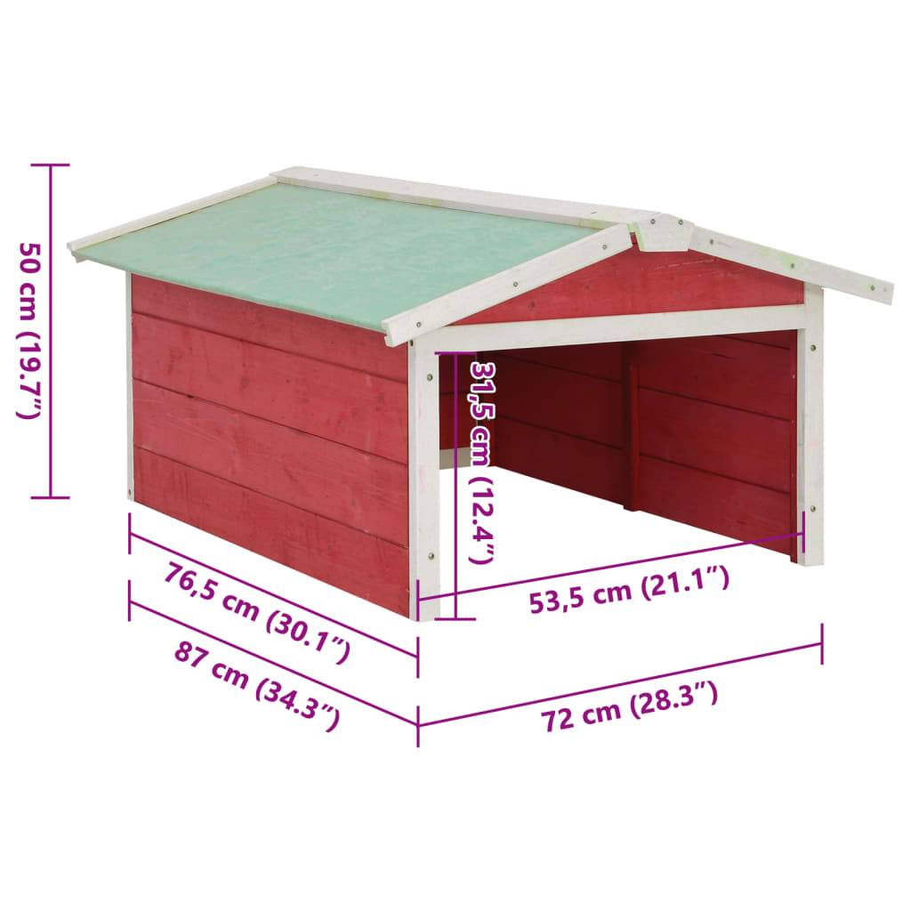 PANGIVO - Garage de tondeuse à gazon bois de sapin rouge et blanc 87 x 72 x 50 cm - PANGIVO - Image 9