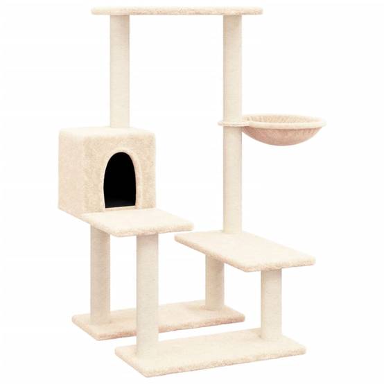 Arbre à chat design en sisal avec niche douillette et hamac suspendu Crème 94,5 cm – ComfortXL Pet Living - Image 2