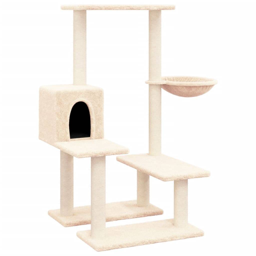 Arbre à chat design en sisal avec niche douillette et hamac suspendu Crème 94,5 cm – ComfortXL Pet Living - Image 2