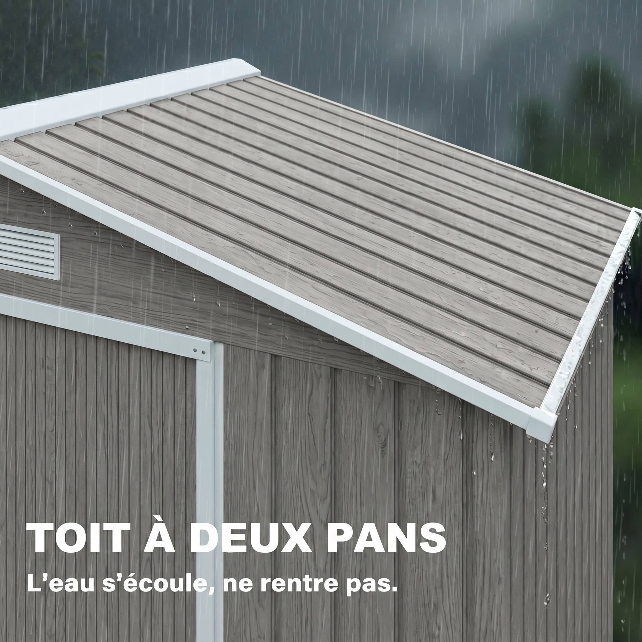 PANGIVO - Abri de jardin acier galvanisé marron clair 213 x 130 x 185 cm - PANGIVO - Image 9