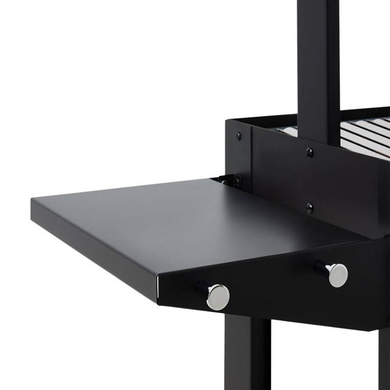 Brasero - Barbecue Charbon Bois Galdana BRASERO - Grille inox en V de 72,5 x 41 cm - Hauteur de grille ajustable - Sur chariot équipé, Noir - Imagen 8