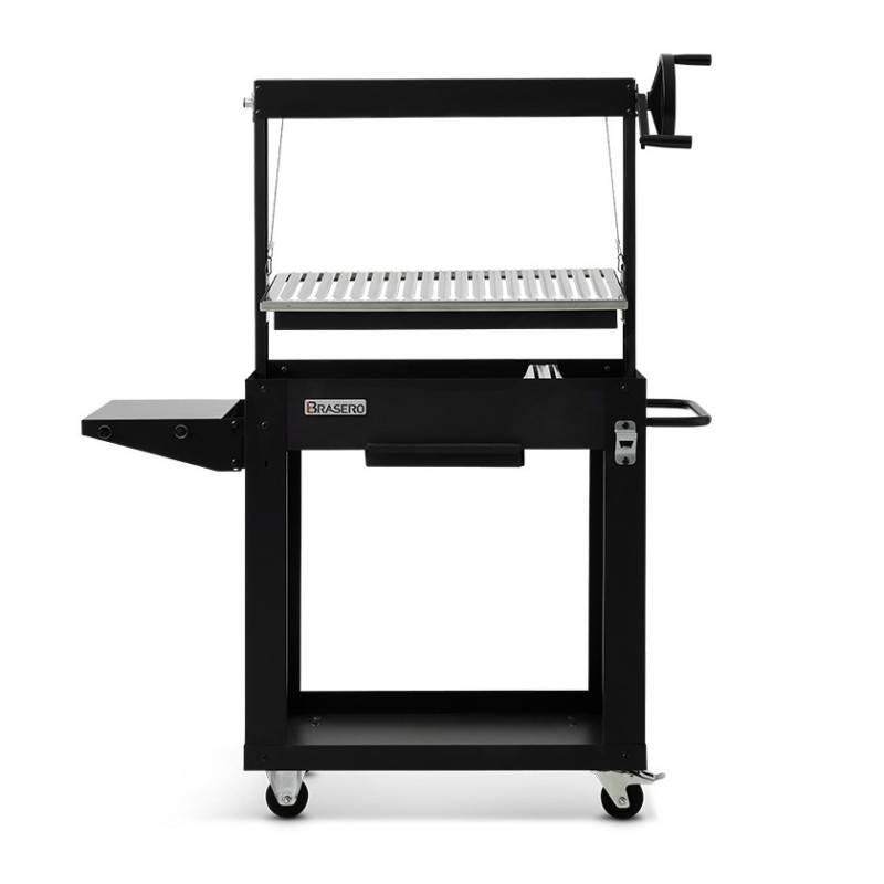 Brasero - Barbecue Charbon Bois Galdana BRASERO - Grille inox en V de 72,5 x 41 cm - Hauteur de grille ajustable - Sur chariot équipé, Noir - Imagen 2