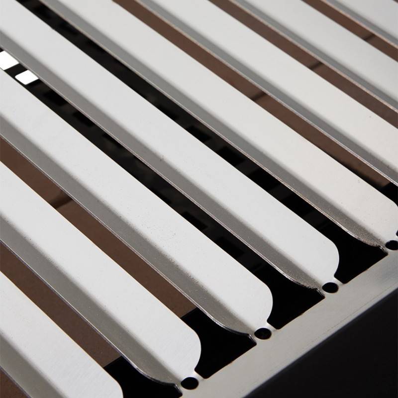 Brasero - Barbecue Charbon Bois Galdana BRASERO - Grille inox en V de 72,5 x 41 cm - Hauteur de grille ajustable - Sur chariot équipé, Noir - Imagen 5