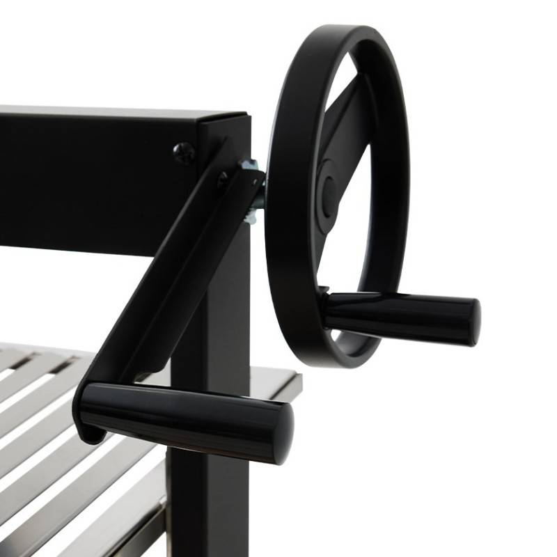 Brasero - Barbecue Charbon Bois Galdana BRASERO - Grille inox en V de 72,5 x 41 cm - Hauteur de grille ajustable - Sur chariot équipé, Noir - Imagen 9