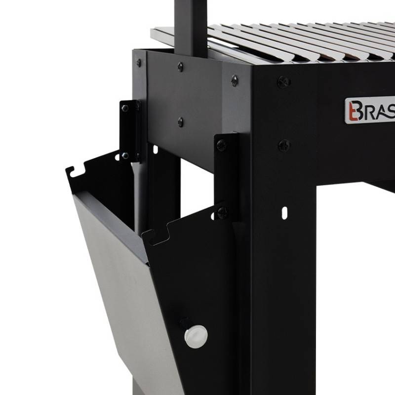 Brasero - Barbecue Charbon Bois Galdana BRASERO - Grille inox en V de 72,5 x 41 cm - Hauteur de grille ajustable - Sur chariot équipé, Noir - Imagen 7