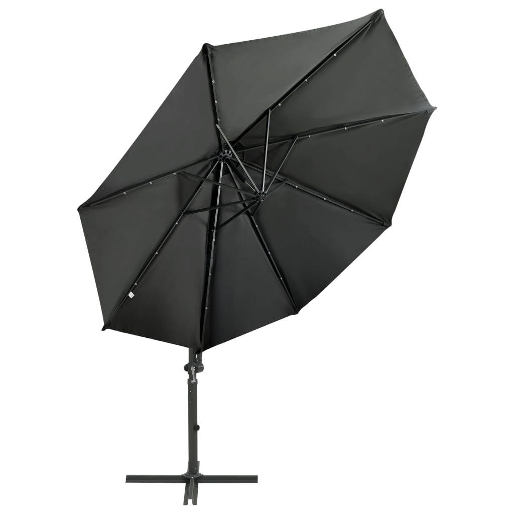 Helloshop26 - Parasol meuble de jardin déporté avec mât et lumières led 300 cm anthracite - Imagen 3