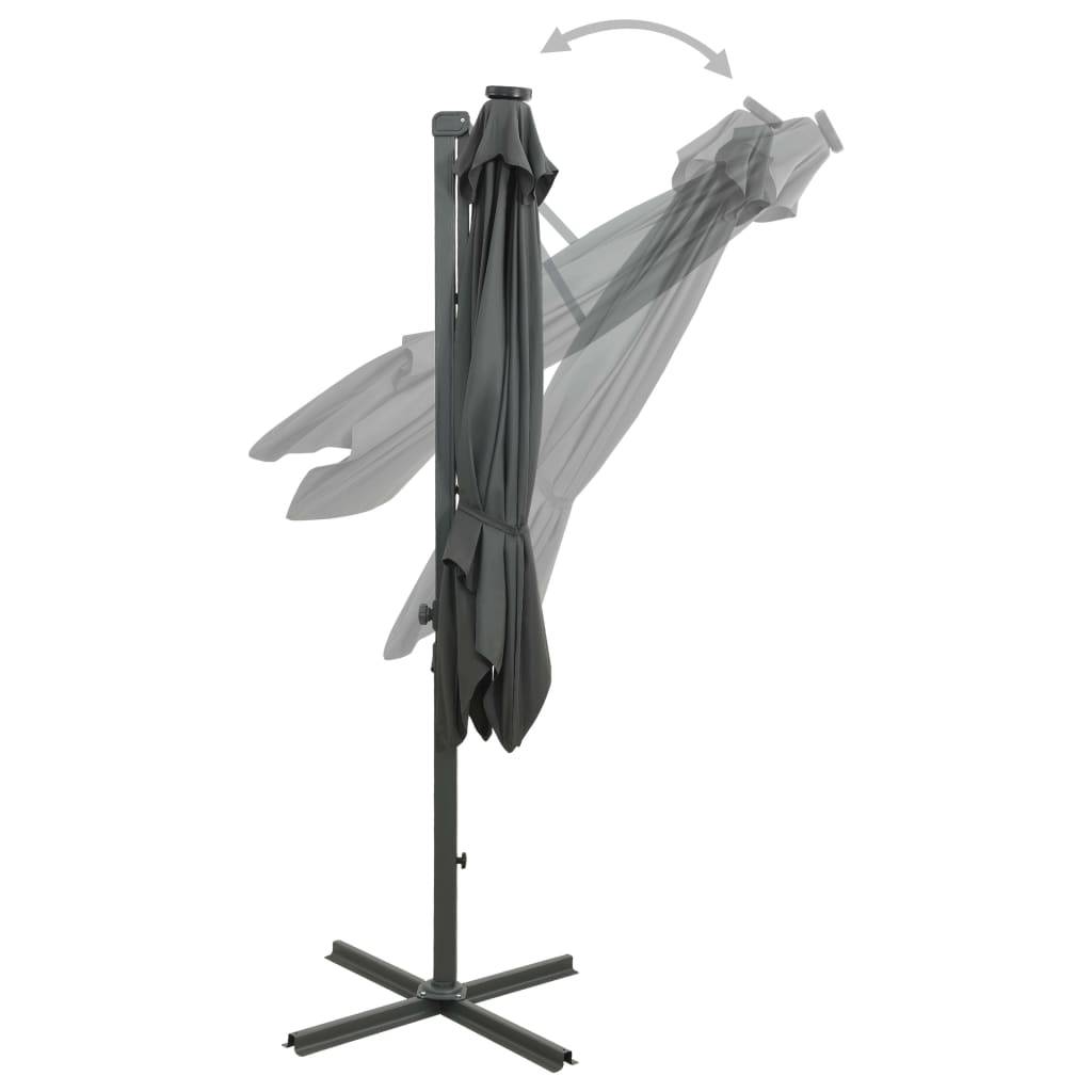 Helloshop26 - Parasol meuble de jardin déporté avec mât et lumières led 300 cm anthracite - Imagen 7