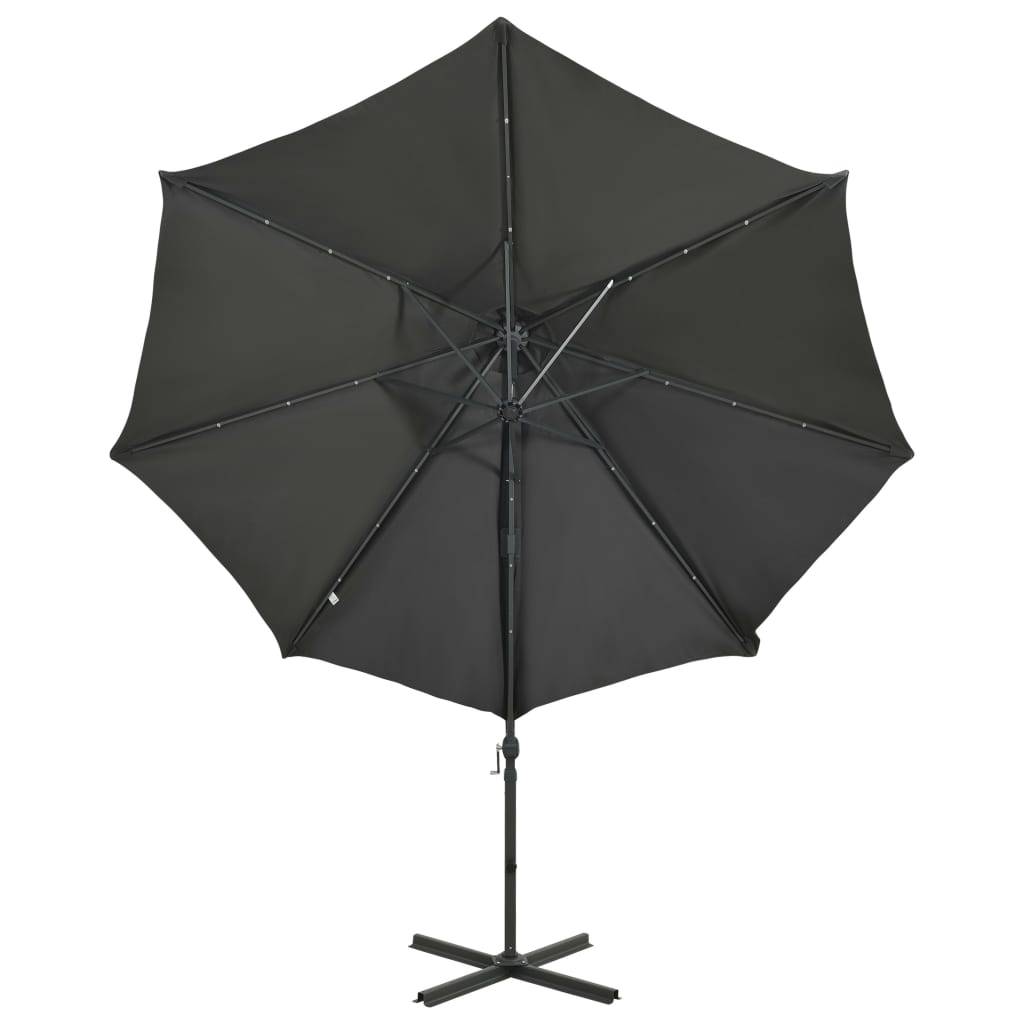 Helloshop26 - Parasol meuble de jardin déporté avec mât et lumières led 300 cm anthracite - Imagen 5