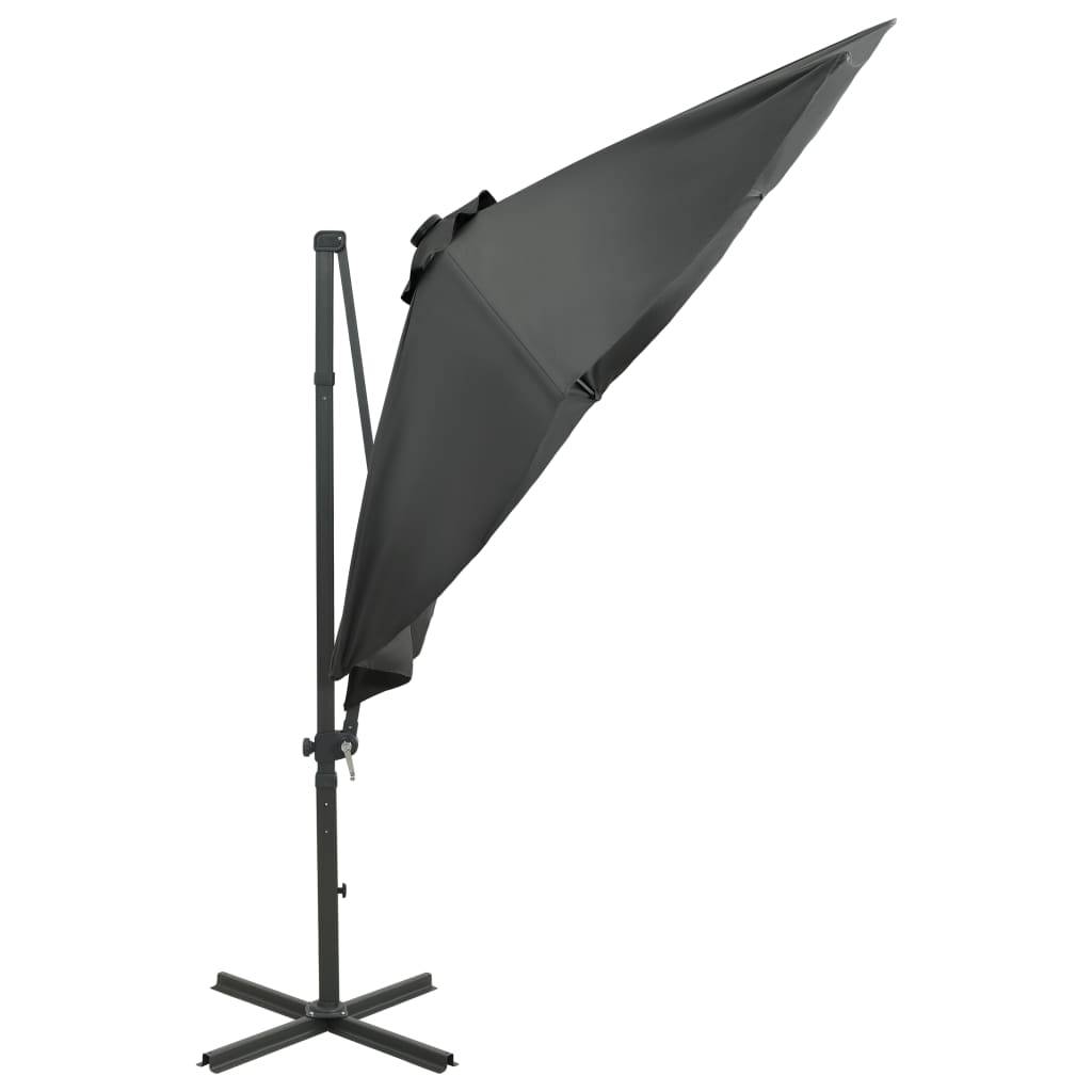 Helloshop26 - Parasol meuble de jardin déporté avec mât et lumières led 300 cm anthracite - Imagen 4