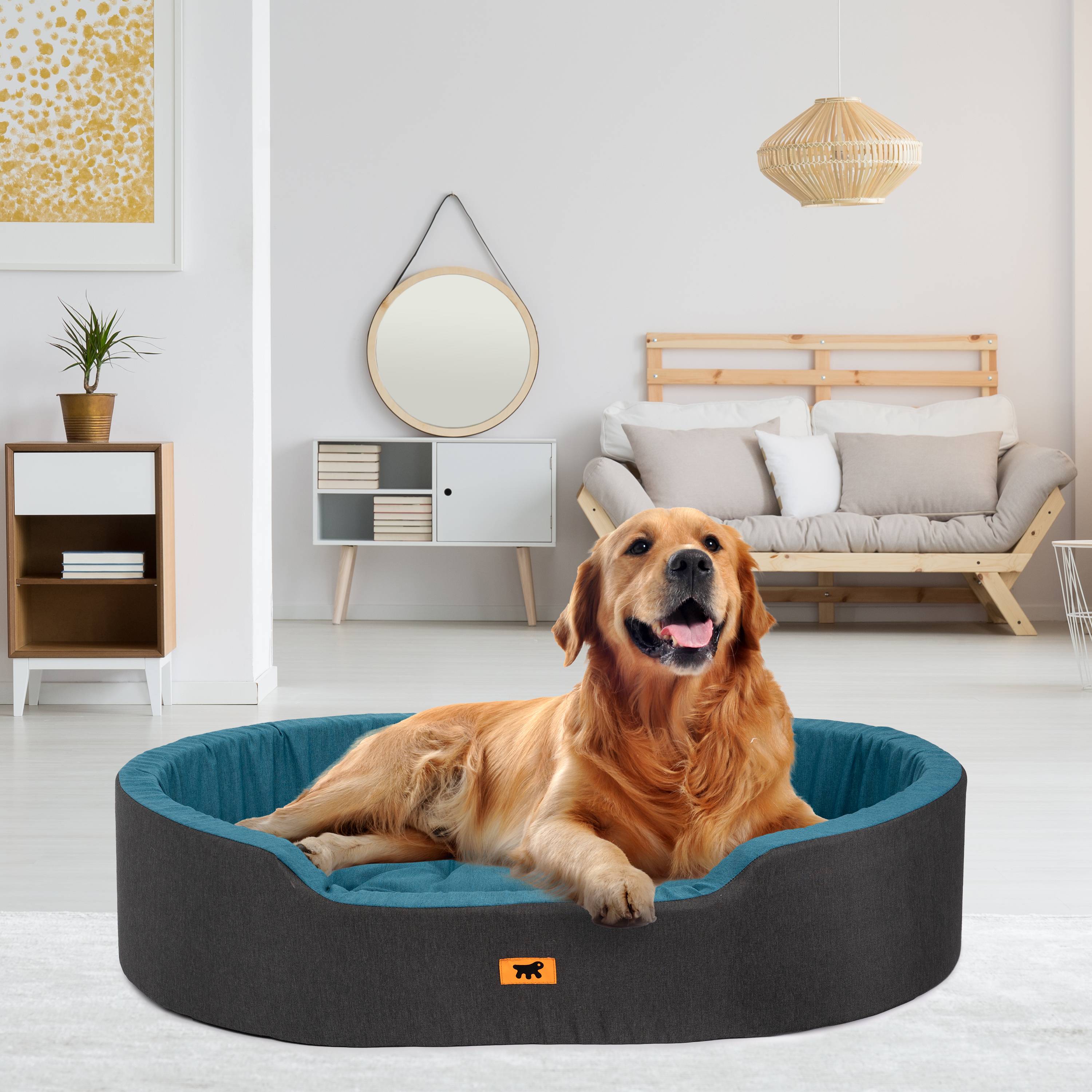 Ferplast - Ferplast Panier Chien Dandy, Coussin Amovible et Lavable, Housse en Coton avec Rembourrage Doux, Grand Lit pour Chien, 110 x 70 x H 23 cm, Bleu - Imagen 3