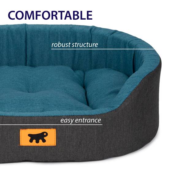 Ferplast - Ferplast Panier Chien Dandy, Coussin Amovible et Lavable, Housse en Coton avec Rembourrage Doux, Grand Lit pour Chien, 110 x 70 x H 23 cm, Bleu - Imagen 7