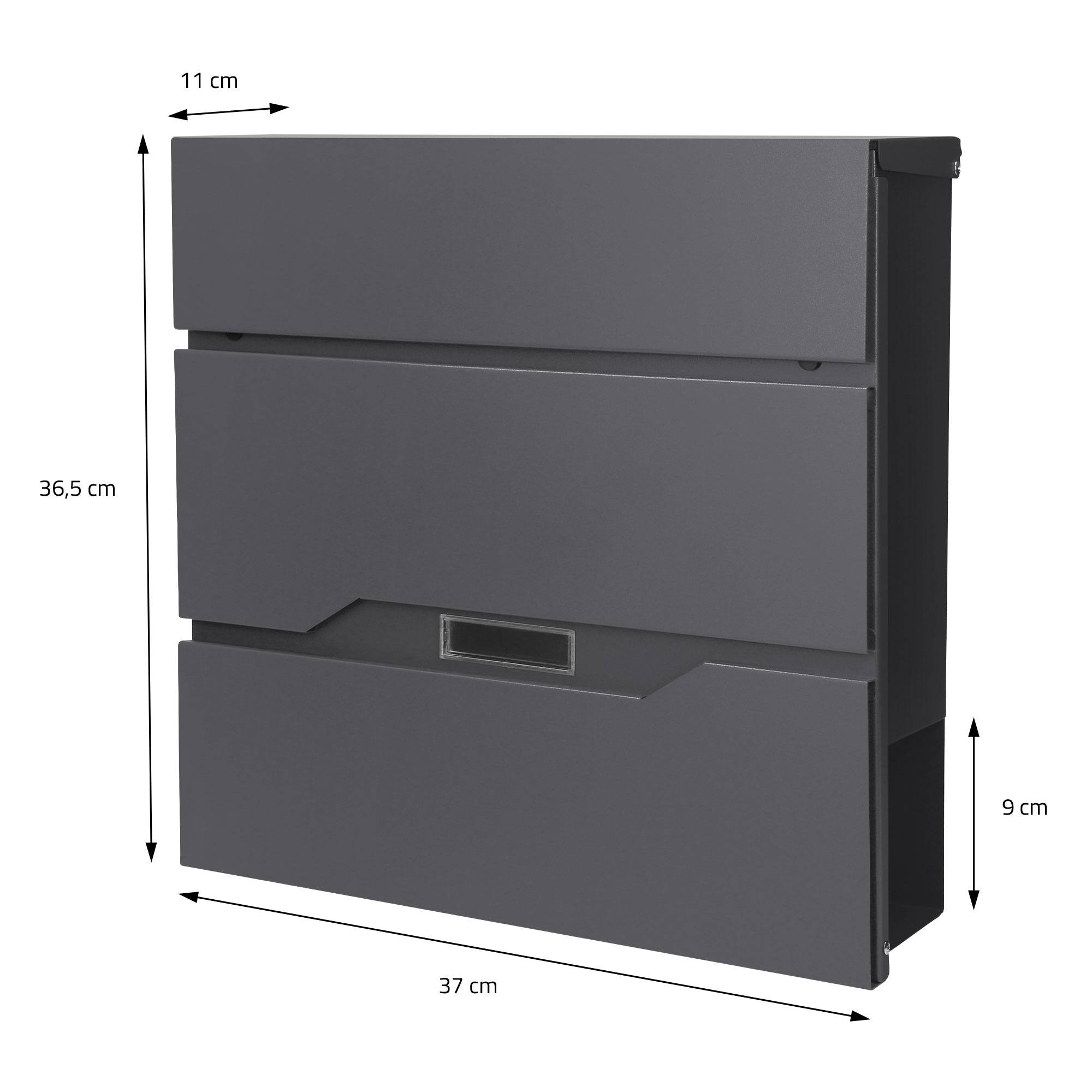 Boîte aux Lettres Design sur Pied Argenté avec Compartiment à Journaux, Anthracite en Acier Inoxydable - Image 8