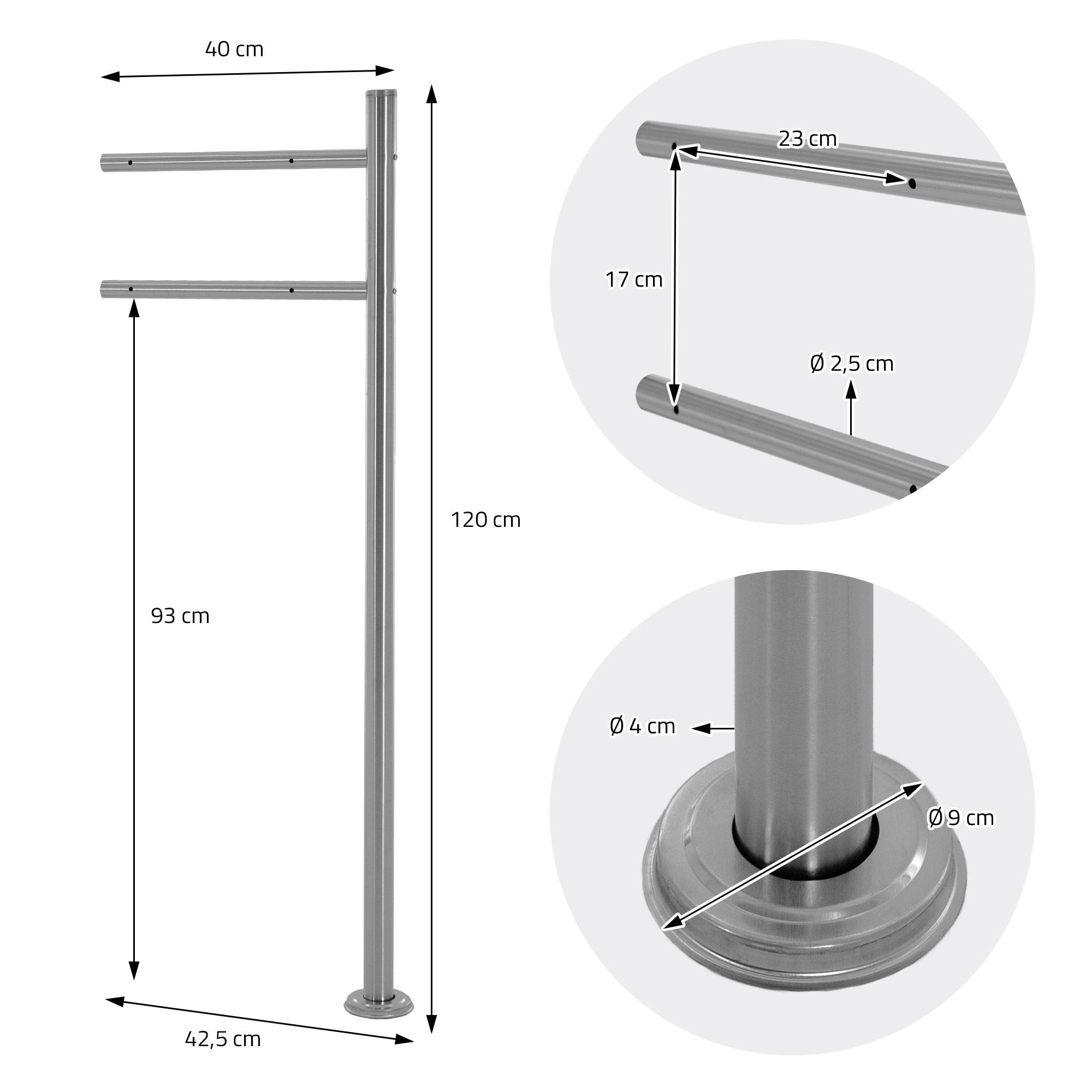Boîte aux Lettres Design sur Pied Argenté avec Compartiment à Journaux, Anthracite en Acier Inoxydable - Image 9