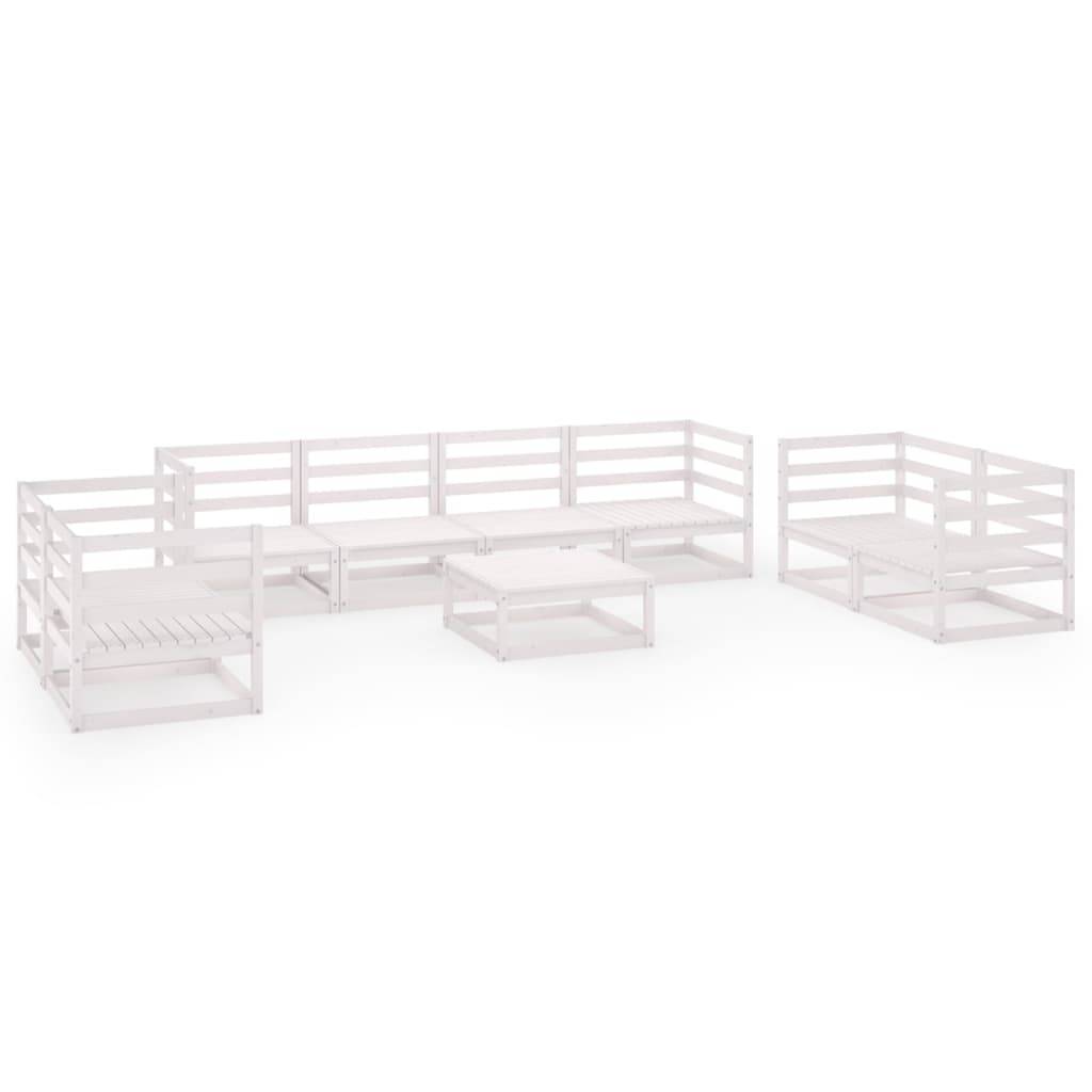 Helloshop26 - Salon de jardin meuble d'extérieur ensemble de mobilier 9 pièces blanc bois de pin massif - Imagen 1