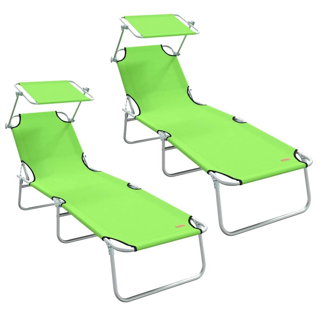 PANGIVO - Transat Vert Polyesters 58 x 188 x 77 cm 2 pcs, Poids :10.6kg - PANGIVO - Image 2