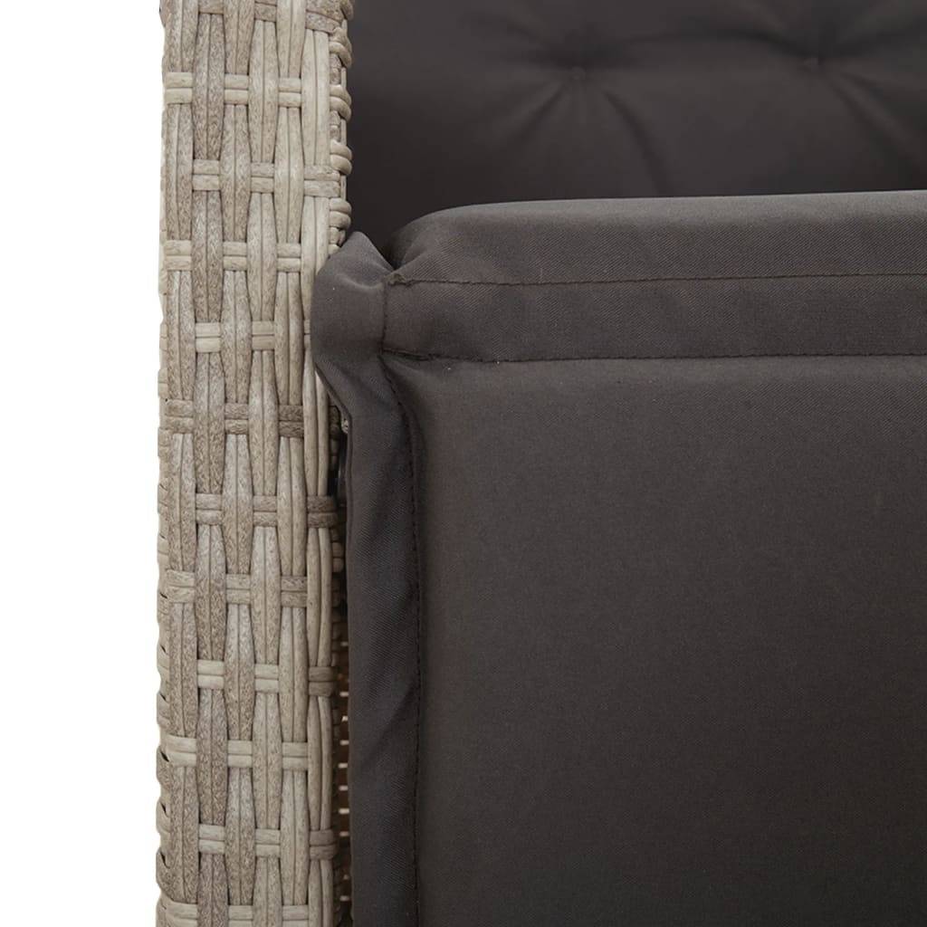 Chaise de jardin inclinable - Chaise d'extérieur - Fauteuil d'extérieur avec repose-pied gris clair rotin - MEUBLE PRO - Image 9
