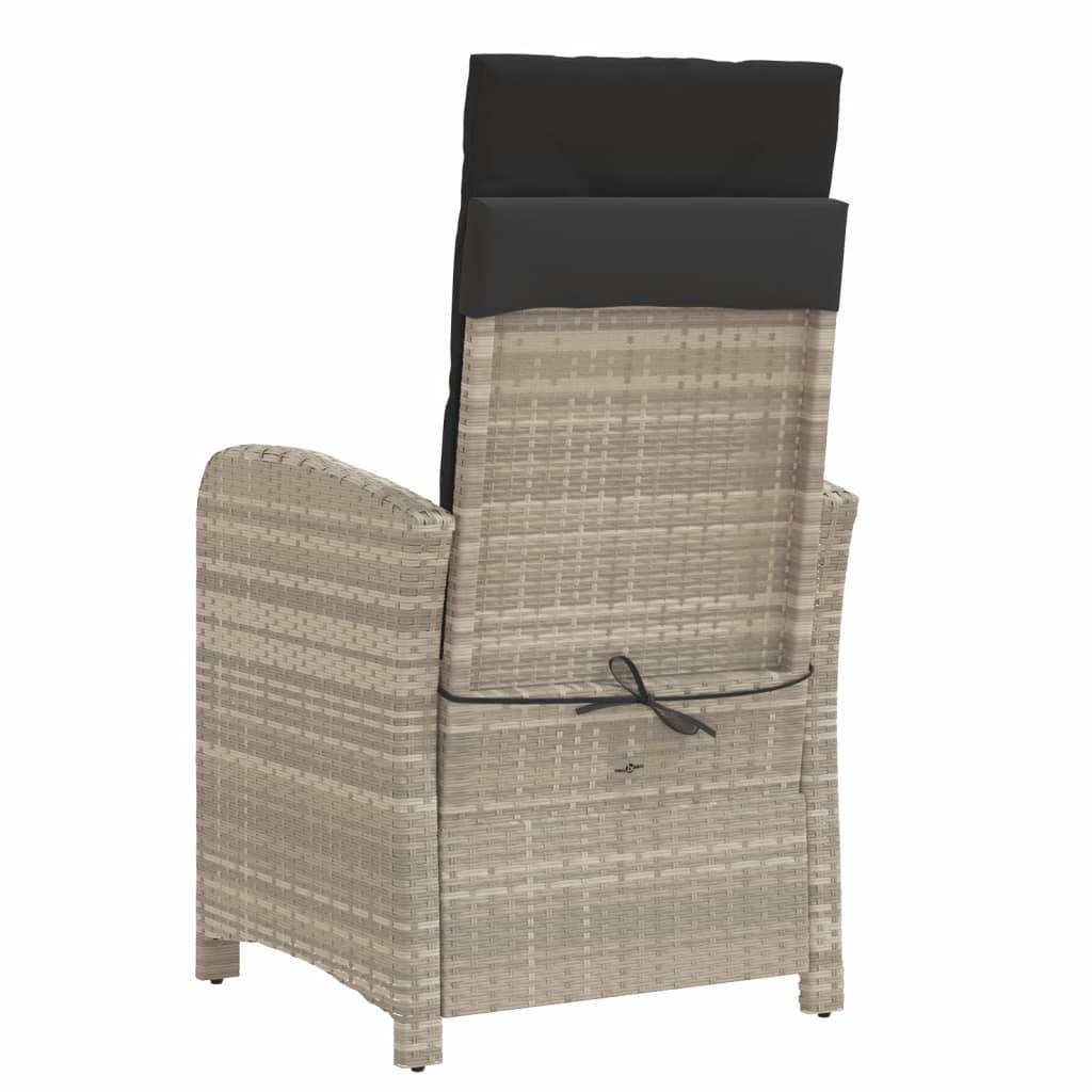 Chaise de jardin inclinable - Chaise d'extérieur - Fauteuil d'extérieur avec repose-pied gris clair rotin - MEUBLE PRO - Image 6
