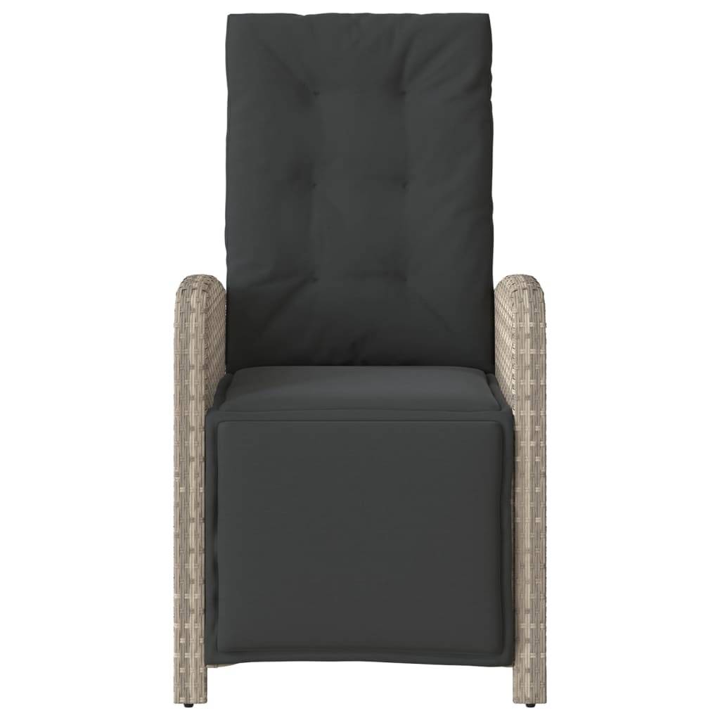 Chaise de jardin inclinable - Chaise d'extérieur - Fauteuil d'extérieur avec repose-pied gris clair rotin - MEUBLE PRO - Image 4