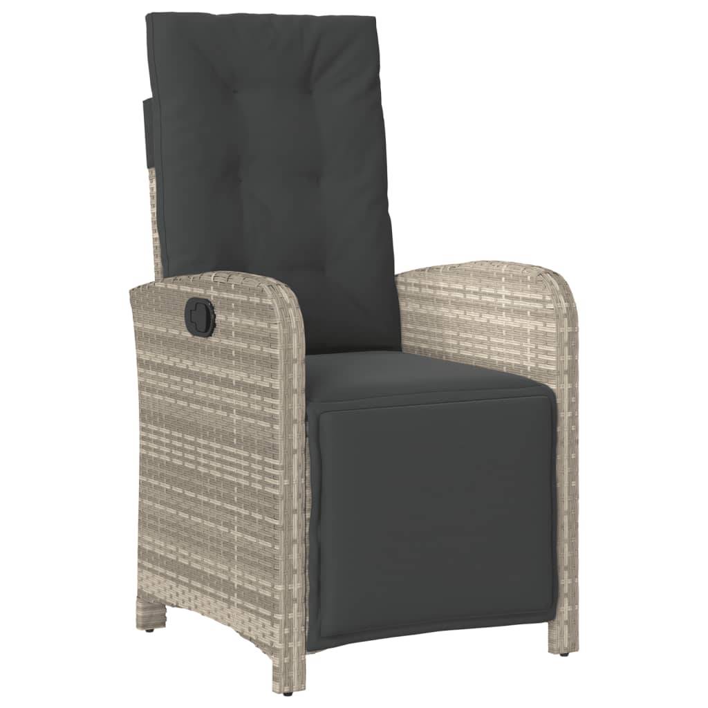 Chaise de jardin inclinable - Chaise d'extérieur - Fauteuil d'extérieur avec repose-pied gris clair rotin - MEUBLE PRO - Image 1