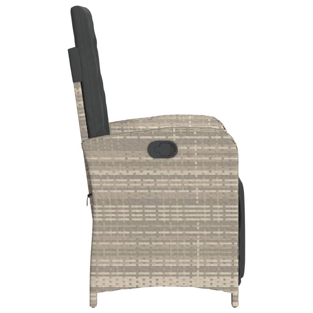 Chaise de jardin inclinable - Chaise d'extérieur - Fauteuil d'extérieur avec repose-pied gris clair rotin - MEUBLE PRO - Image 5