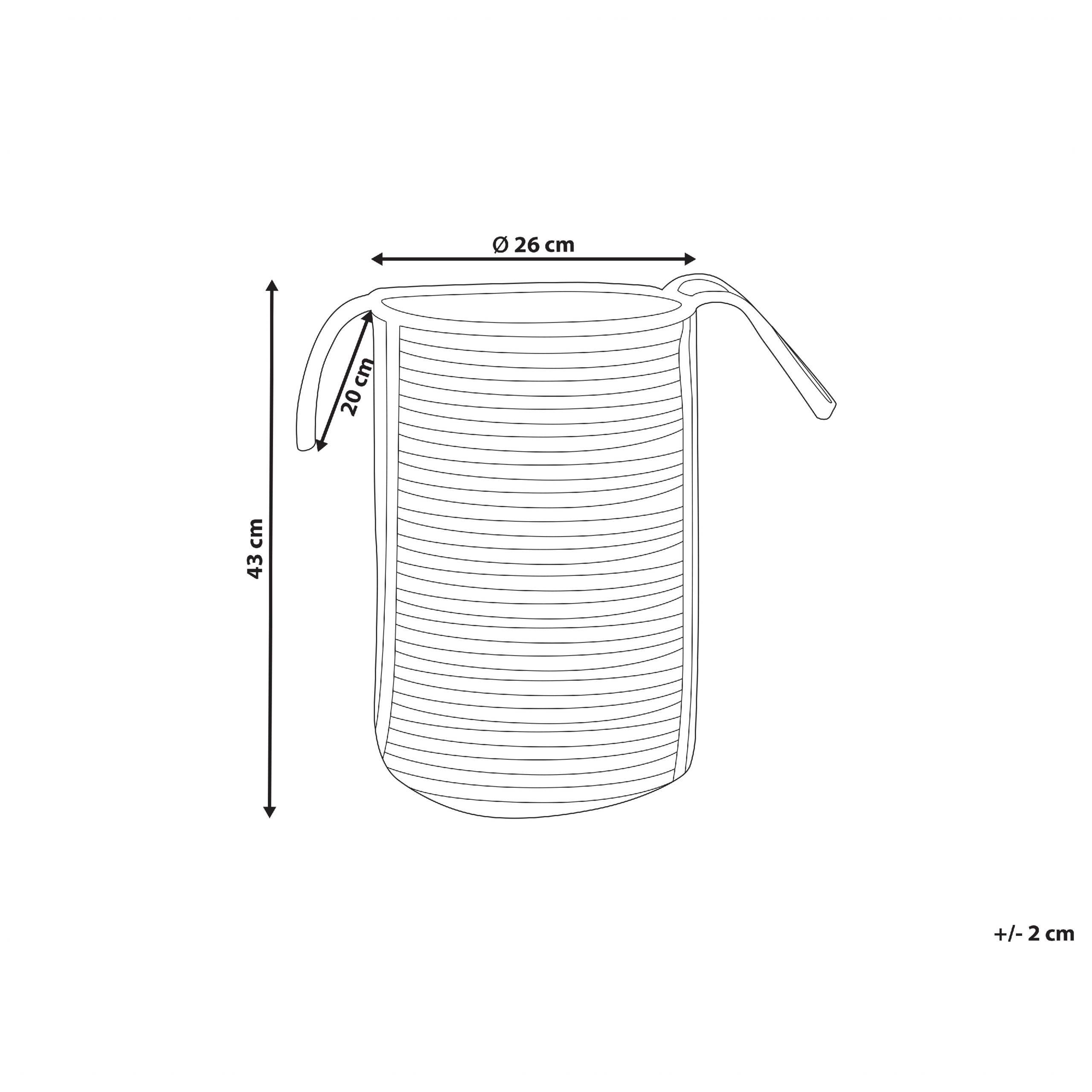 Beliani - Panier Beige et Noir en Jute 26 cm de Diamètre Corbeille à Linge Faite Main Tressée Rangement pour Intérieur Accessoire Rangement - Imagen 3