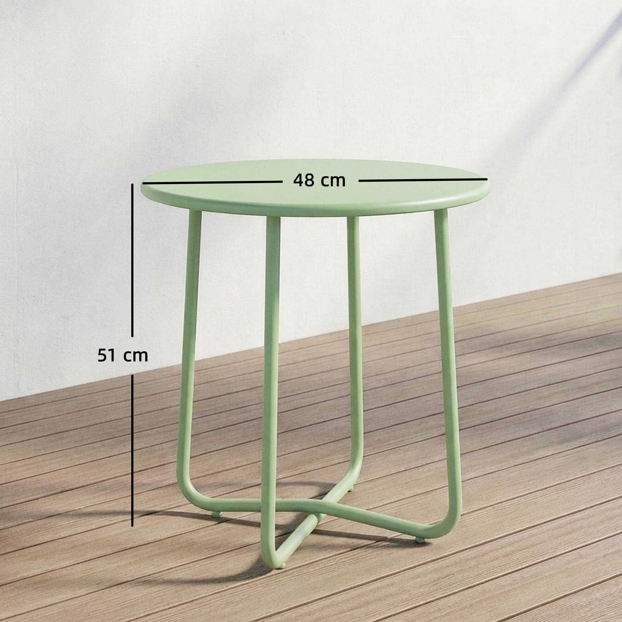 Table D'appoint Jardin Métal Balcon Bord Arrondi Pieds Réglables Ø48x51cm Vert - ComfortXL Outdoor Living - Image 5