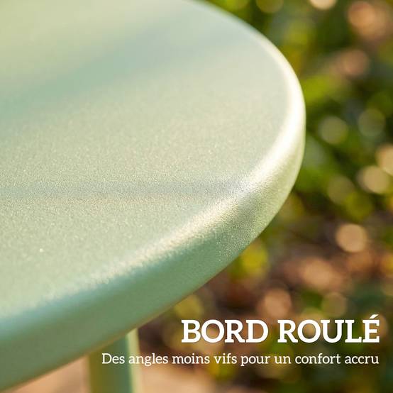 Table D'appoint Jardin Métal Balcon Bord Arrondi Pieds Réglables Ø48x51cm Vert - ComfortXL Outdoor Living - Image 6